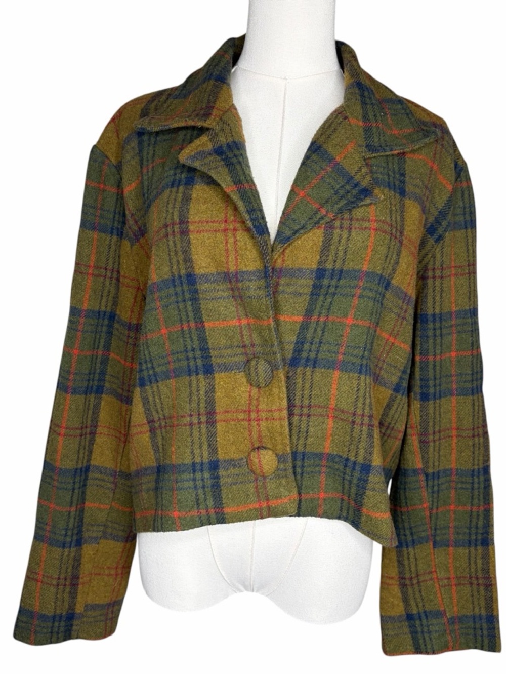 Vintage 90s Brown Plaid Blazer Coat Jacket Size M Academia Whimsigoth Retro